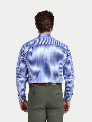Classic Long Sleeve Gingham Shirt - Navy