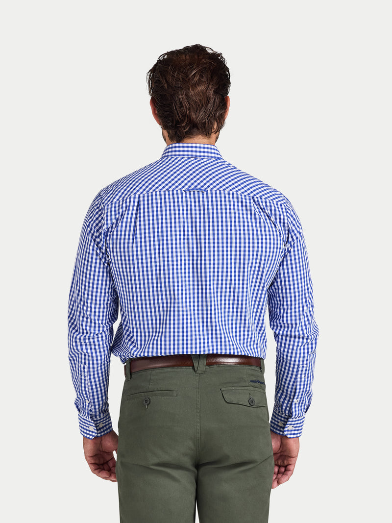 Classic Long Sleeve Gingham Shirt - Navy