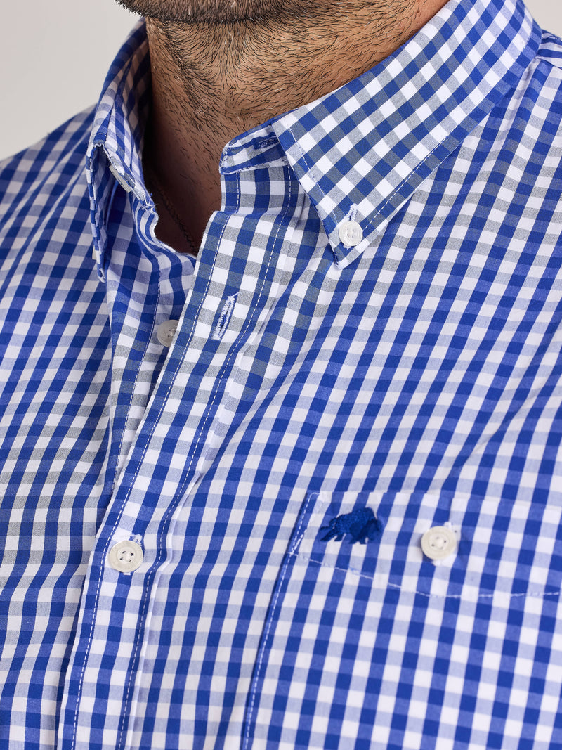 Classic Long Sleeve Gingham Shirt - Navy