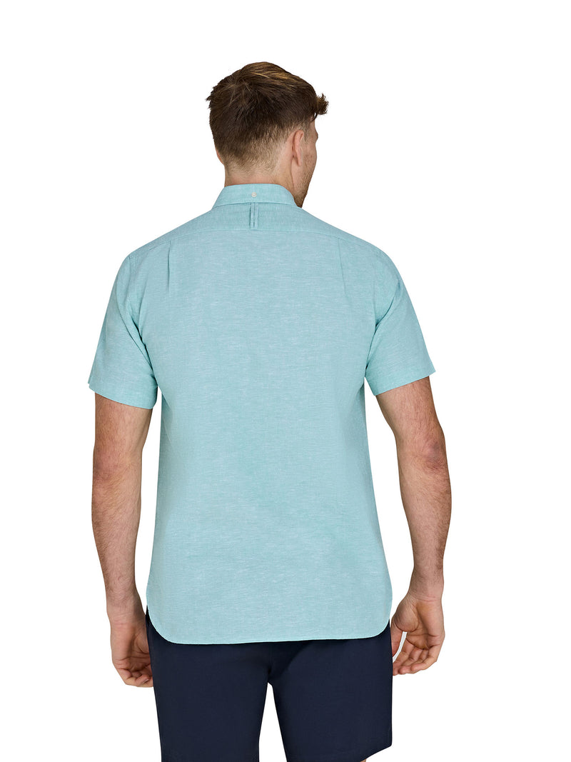 Short Sleeve Classic Linen Shirt - Apple Green