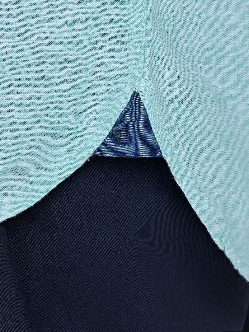 Short Sleeve Classic Linen Shirt - Apple Green