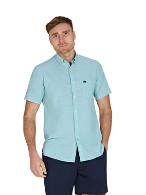 Short Sleeve Classic Linen Shirt - Apple Green