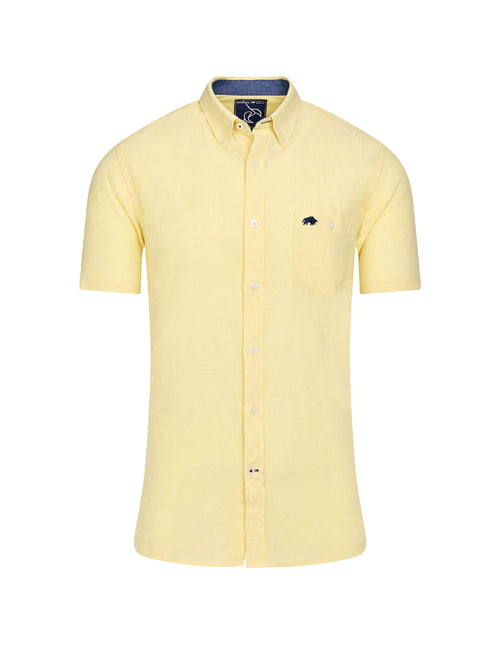 Short Sleeve Classic Linen Shirt - Lemon
