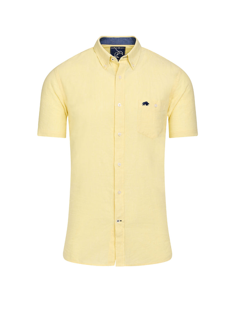 Short Sleeve Classic Linen Shirt - Lemon