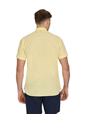 Short Sleeve Classic Linen Shirt - Lemon
