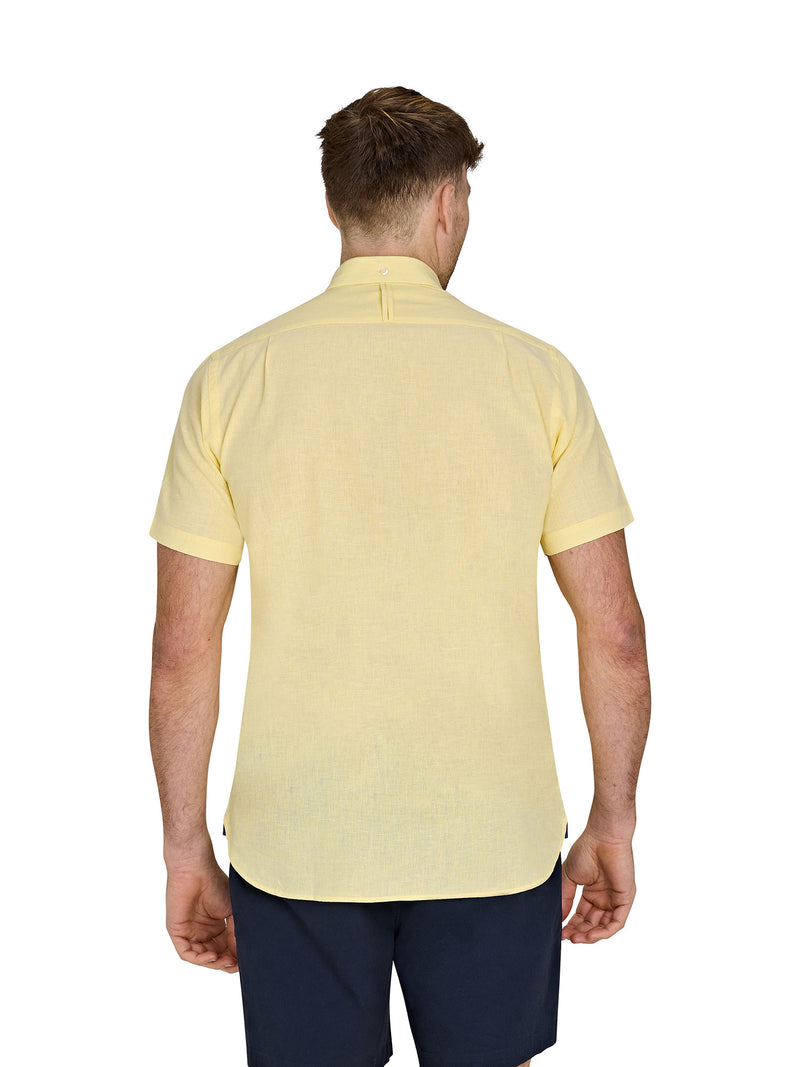 Short Sleeve Classic Linen Shirt - Lemon