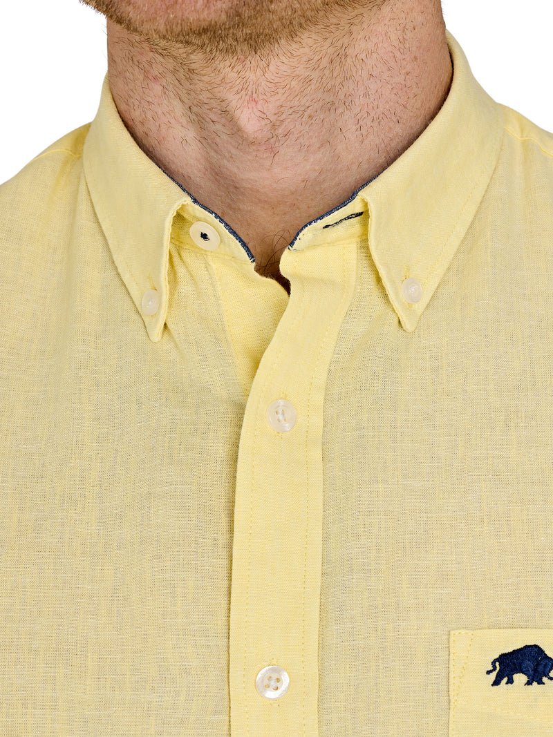 Short Sleeve Classic Linen Shirt - Lemon