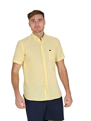 Short Sleeve Classic Linen Shirt - Lemon