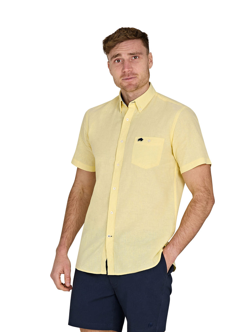 Short Sleeve Classic Linen Shirt - Lemon