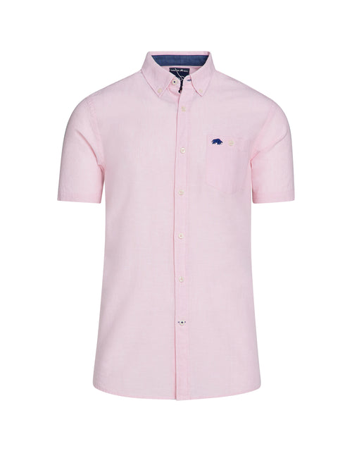 Short Sleeve Classic Linen Shirt - Pink