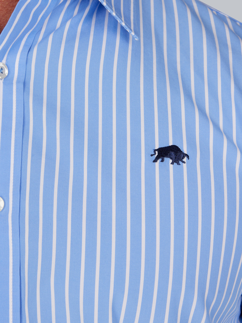 Classic Long Sleeve Stripe Shirt - Mid Blue