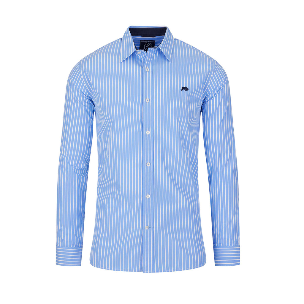 Classic Long Sleeve Stripe Shirt - Mid Blue