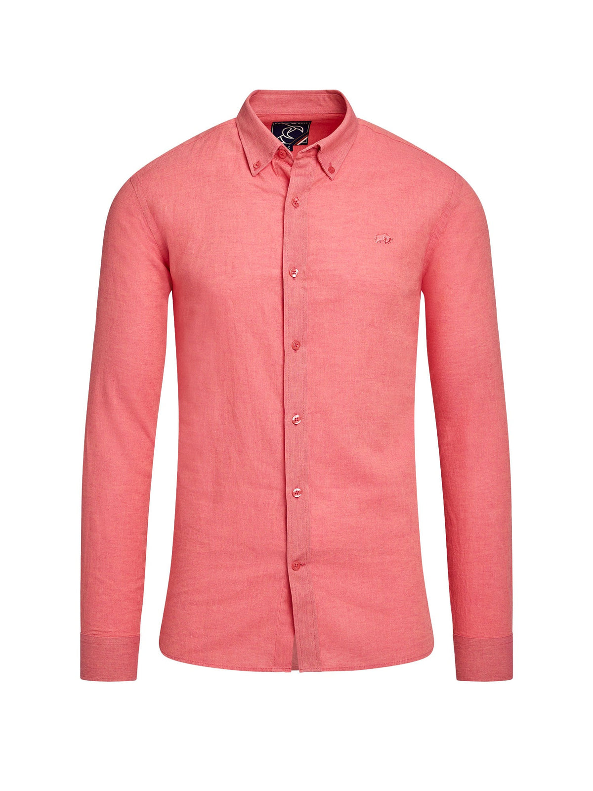 Classic Long Sleeve Linen Shirt - Coral Clearance