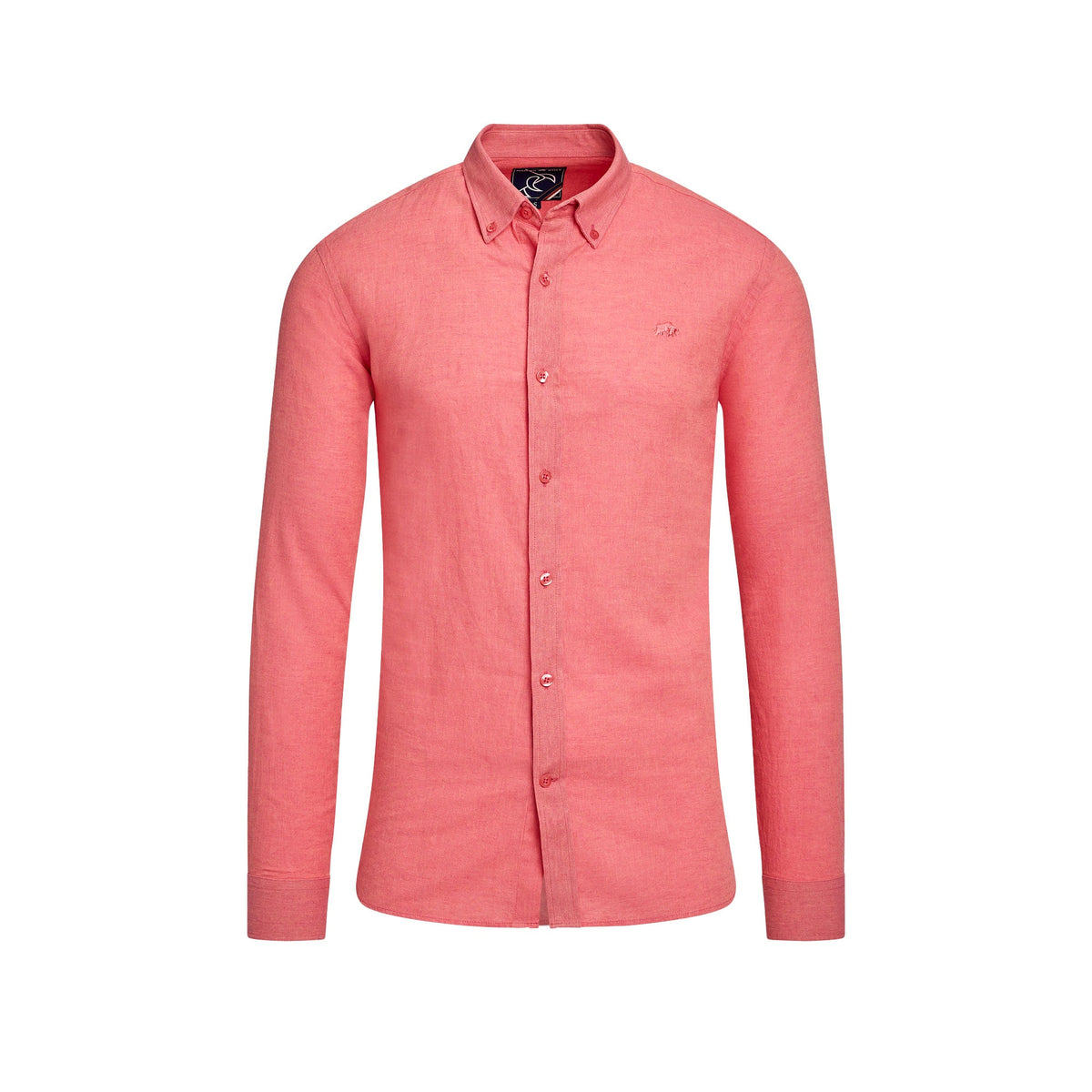 Classic Long Sleeve Linen Shirt - Coral Clearance
