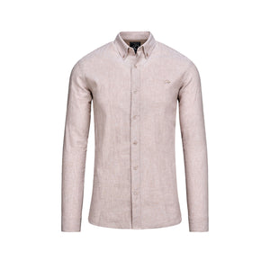 Long Sleeve Linen Look Shirt - Tan