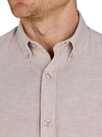 Long Sleeve Linen Shirt - Tan