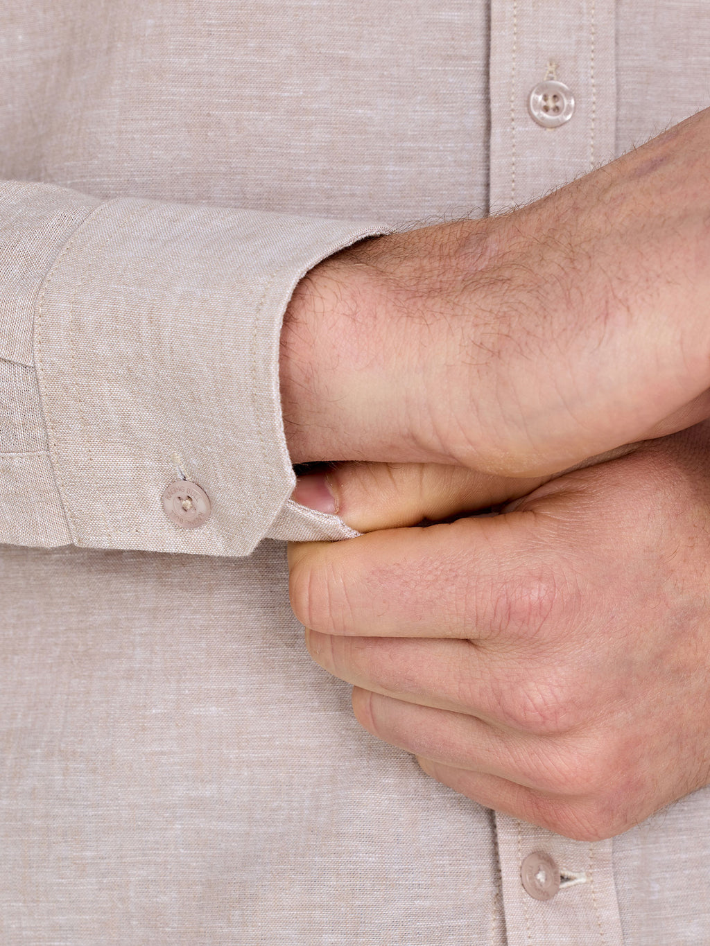 Long Sleeve Linen Shirt - Tan