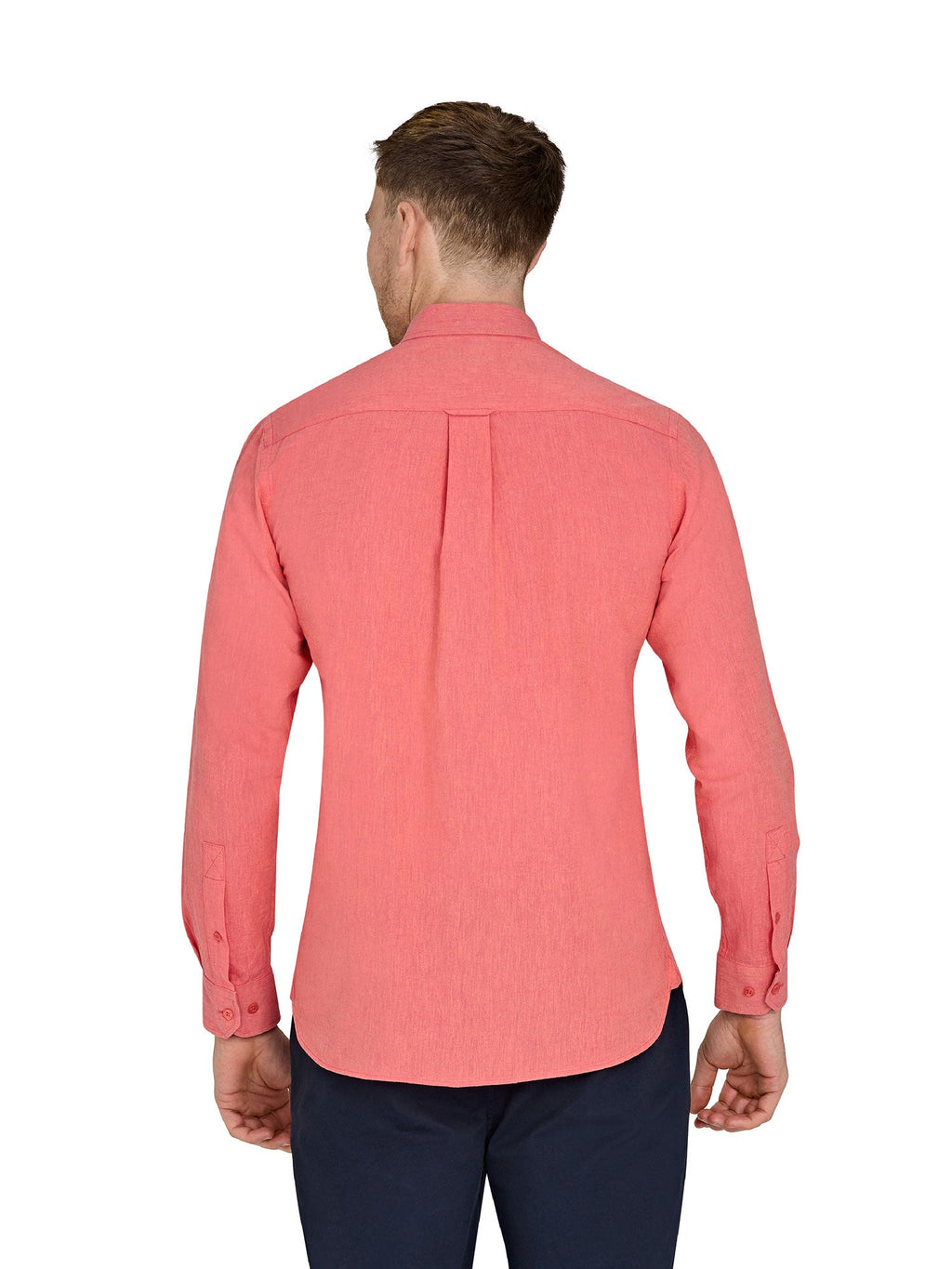 Classic Long Sleeve Linen Shirt - Coral Clearance