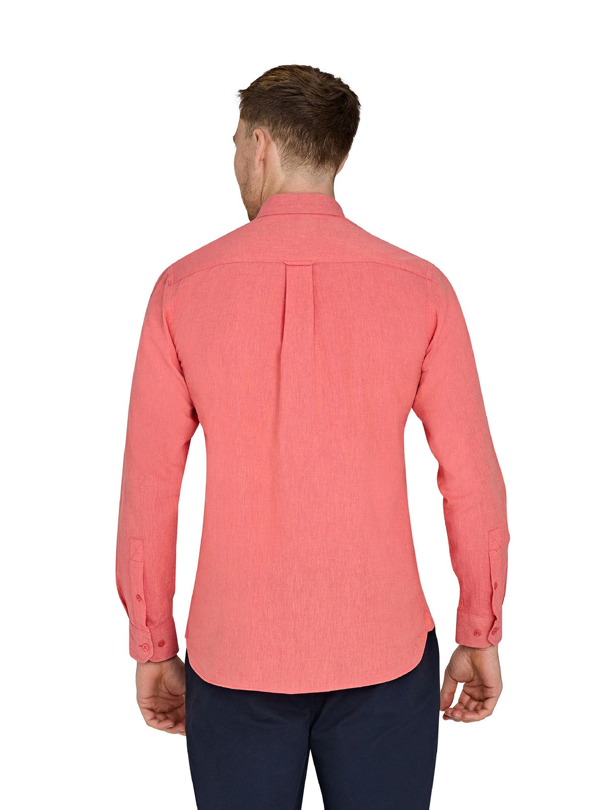 Classic Long Sleeve Linen Shirt - Coral Clearance