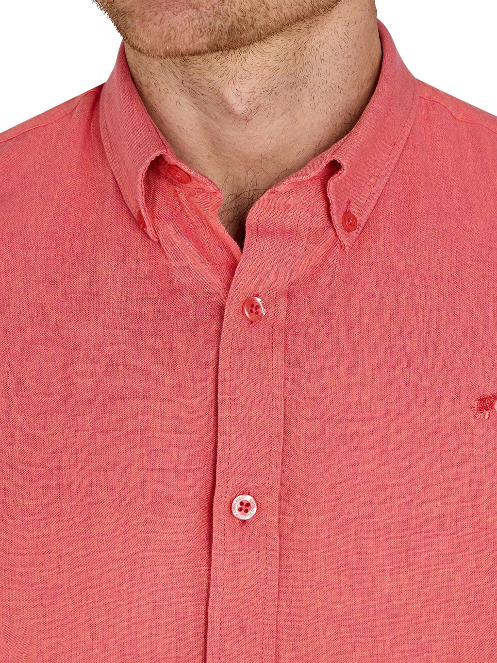 Classic Long Sleeve Linen Shirt - Coral Clearance