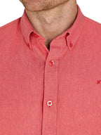 Classic Long Sleeve Linen Shirt - Coral Clearance
