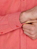 Classic Long Sleeve Linen Shirt - Coral Clearance