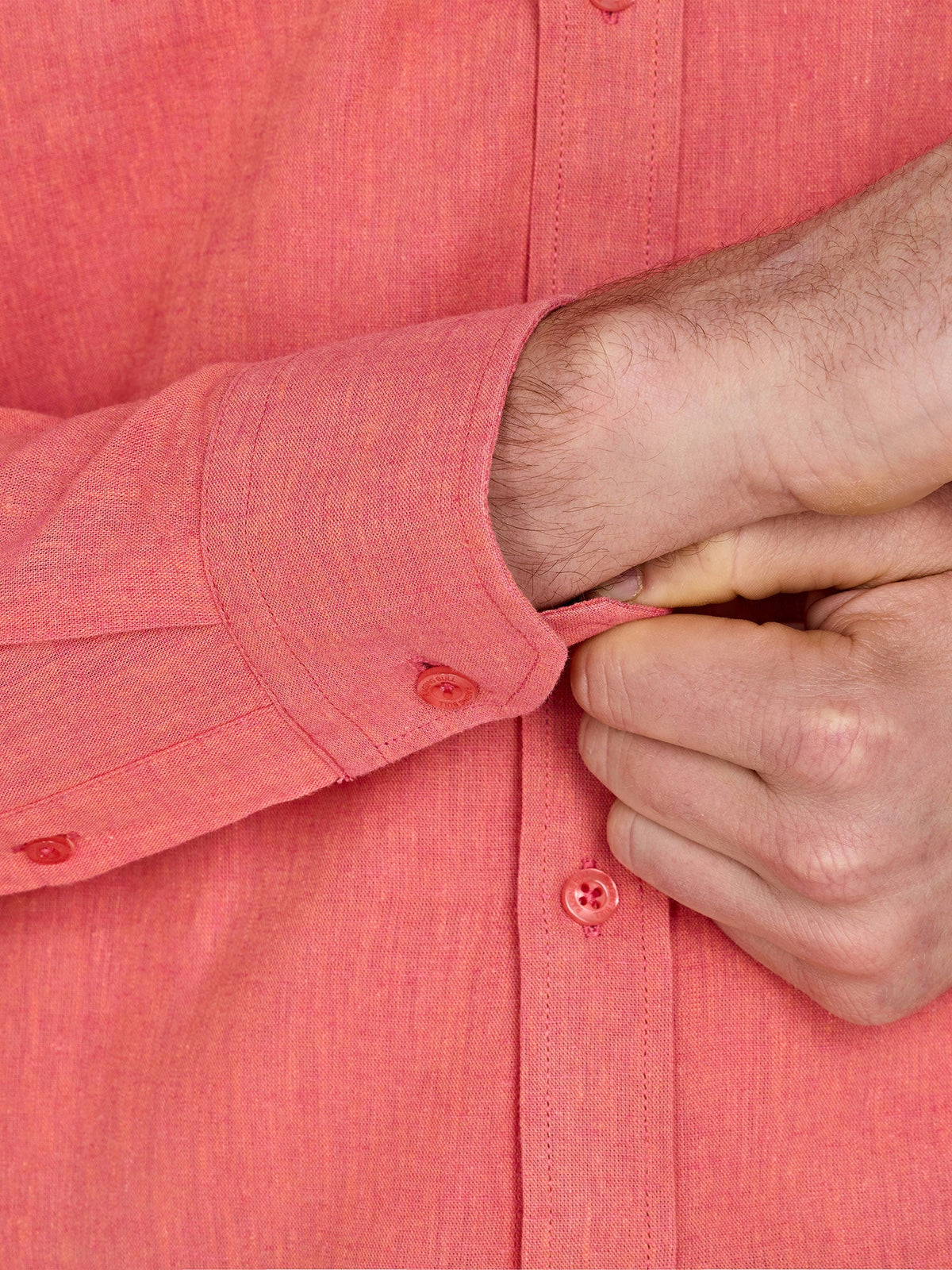 Classic Long Sleeve Linen Shirt - Coral Clearance