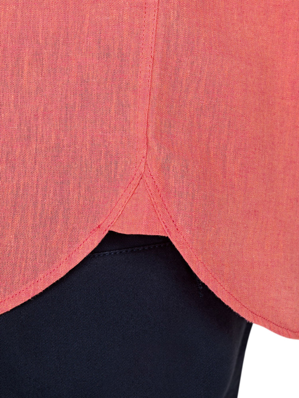 Classic Long Sleeve Linen Shirt - Coral Clearance