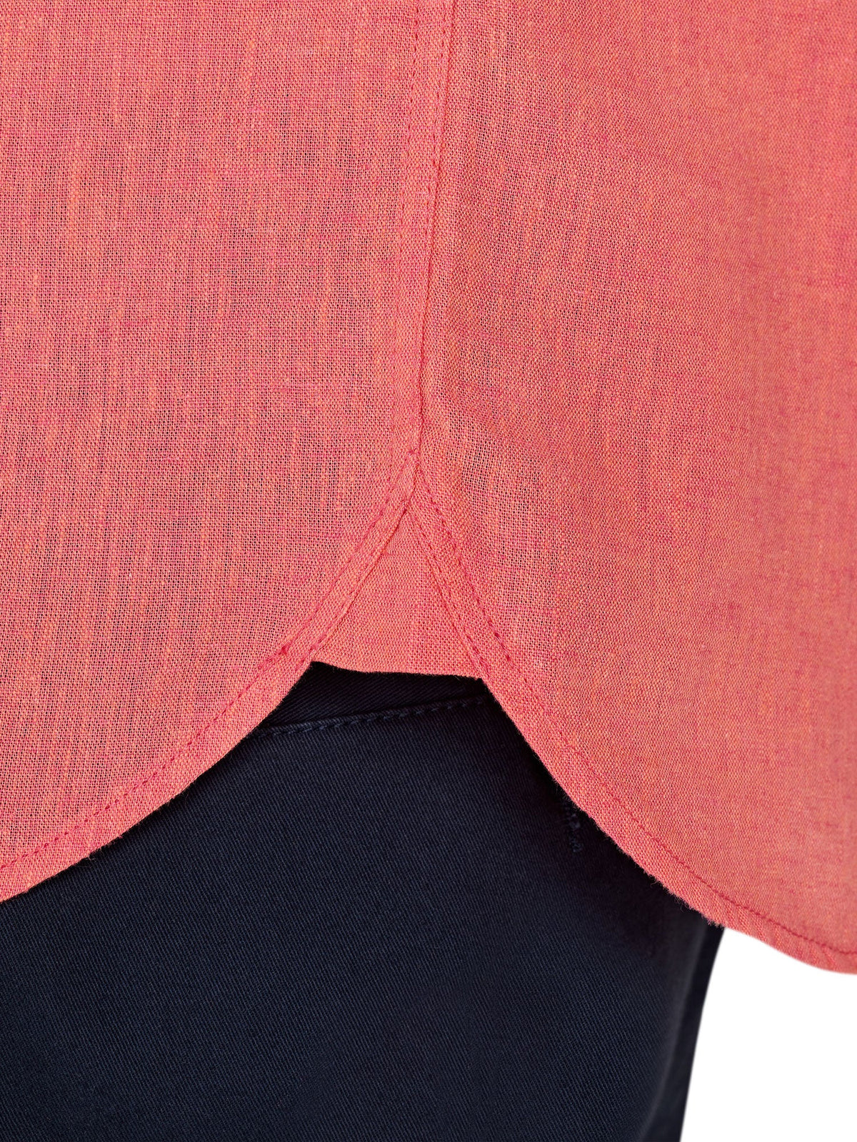 Classic Long Sleeve Linen Shirt - Coral Clearance
