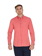 Classic Long Sleeve Linen Shirt - Coral Clearance