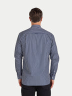 Classic Poplin Stripe Shirt  - Long Sleeve - Navy