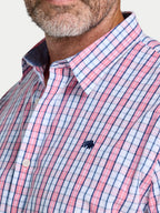 Large Check Cotton Poplin Shirt - Long Sleeve - Pink