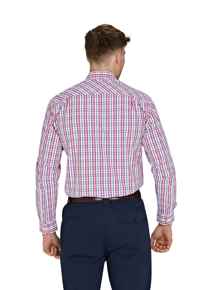 Long Sleeve Large Check Cotton Poplin Shirt - Pink – Raging Bull Clothing