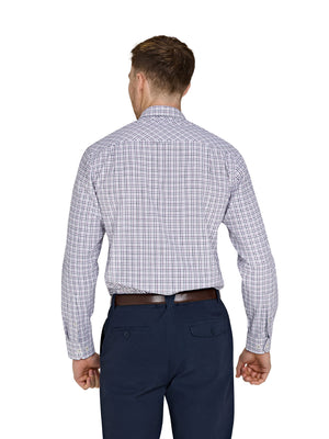 Long Sleeve Tattersall Brushed Cotton Shirt - White/Purple