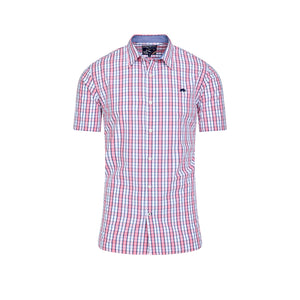 Short Sleeve Large Check Cotton Poplin Shirt - Pink