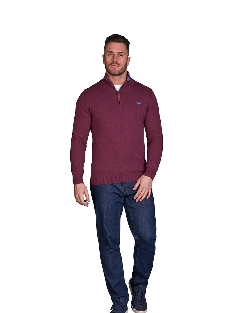 Classic Quarter Zip Knit - Burgundy