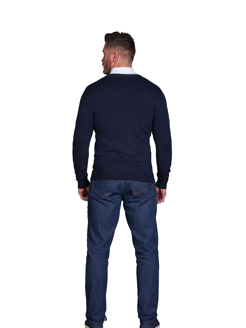 Classic V Neck Knit - Navy