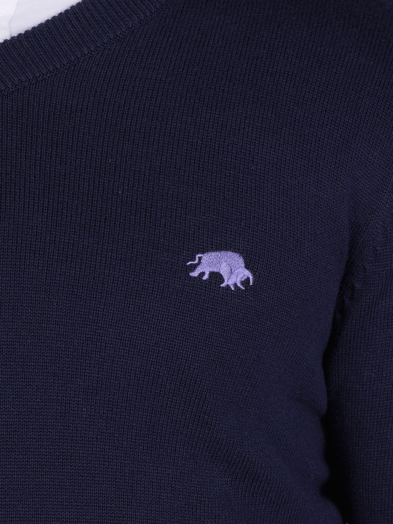 Classic V Neck Knit - Navy