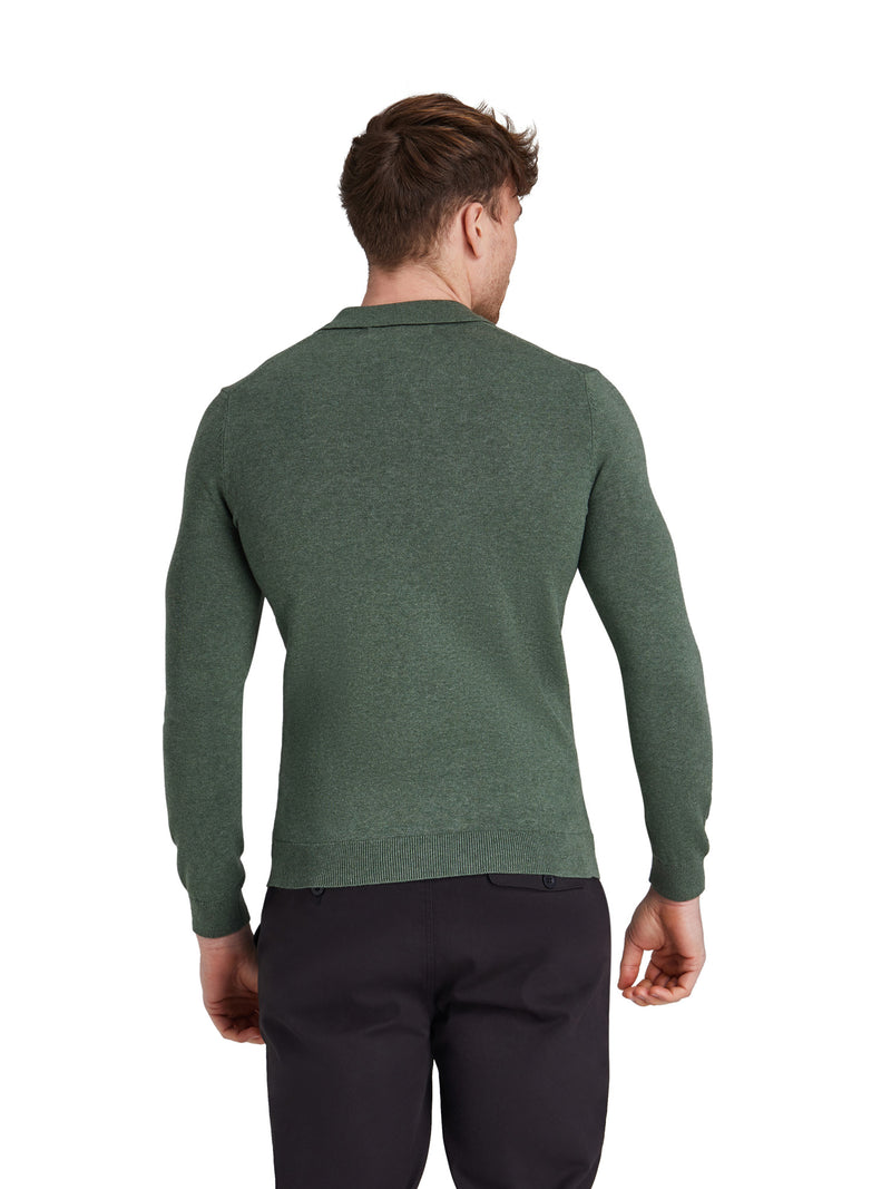 Long Sleeve Classic Knitted Polo - Sage
