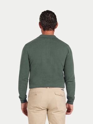 Long Sleeve Classic Knitted Polo - Sage