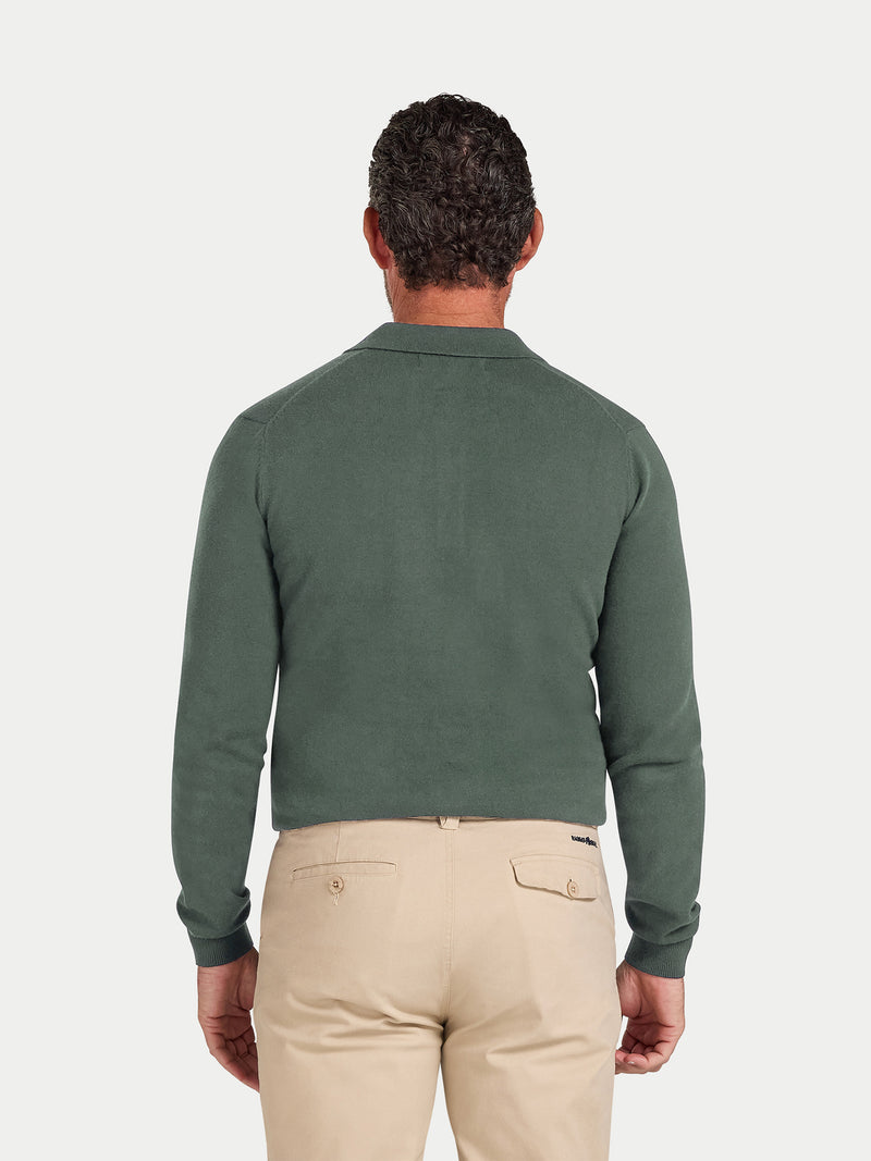 Long Sleeve Classic Knitted Polo - Sage