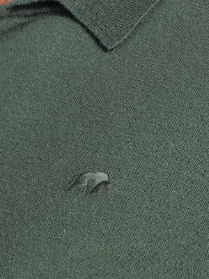 Long Sleeve Classic Knitted Polo - Sage
