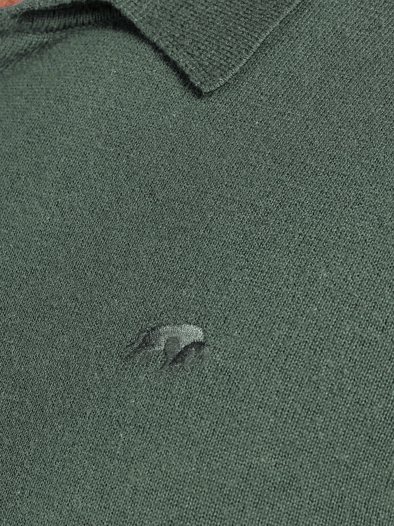 Long Sleeve Classic Knitted Polo - Sage