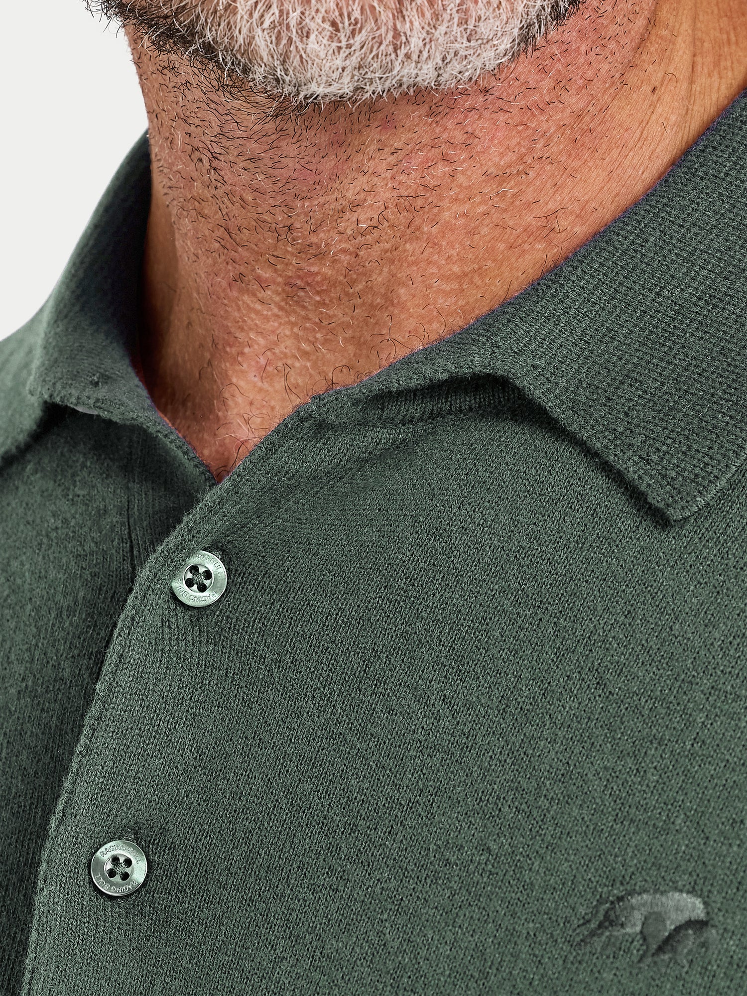 Long Sleeve Classic Knitted Polo - Sage