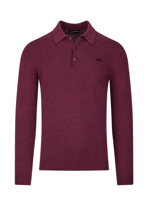 Long Sleeve Knitted Polo - Burgundy