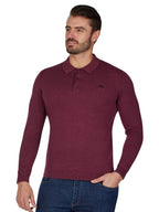 Long Sleeve Knitted Polo - Burgundy