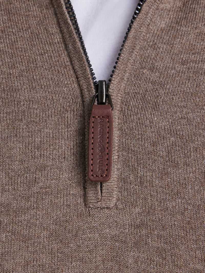 Classic Quarter Zip Cotton/Cashmere Knit - Toast