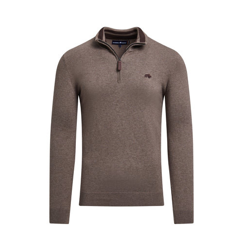 Classic Quarter Zip Cotton/Cashmere Knit - Toast