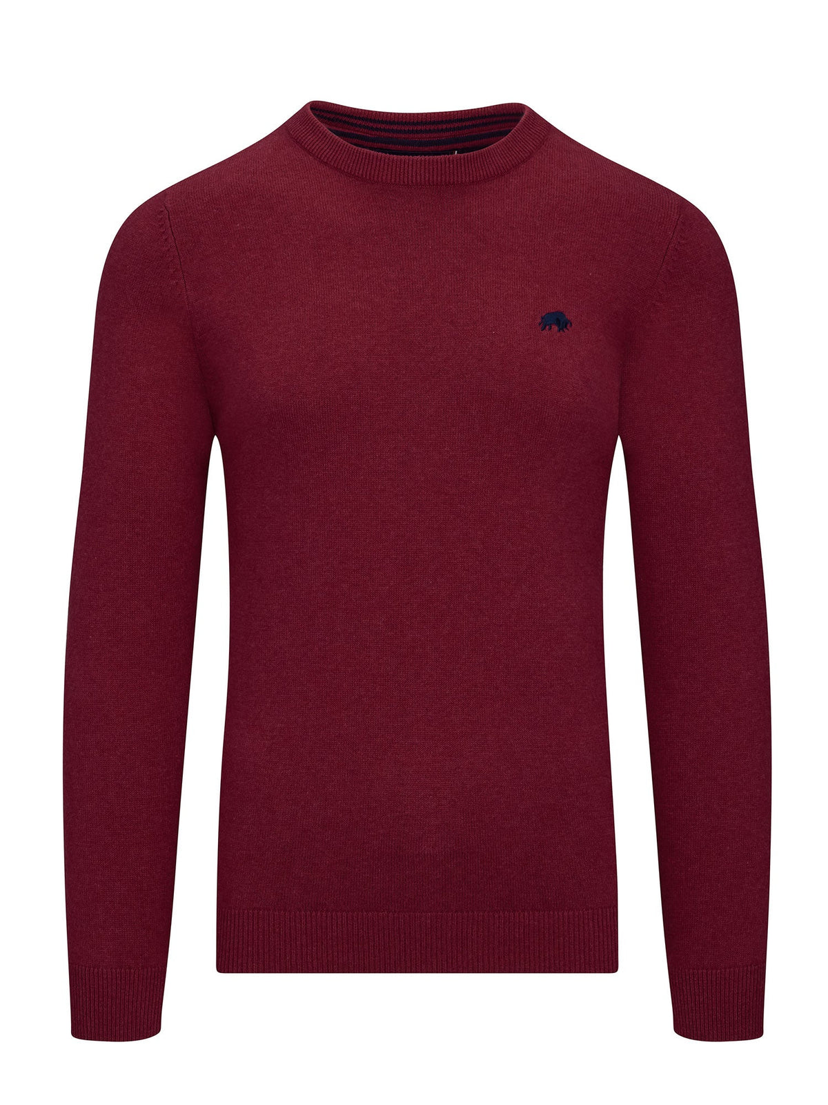 Classic Crew Neck Cotton/Cashmere Knit - Berry Raging Bull Clothing