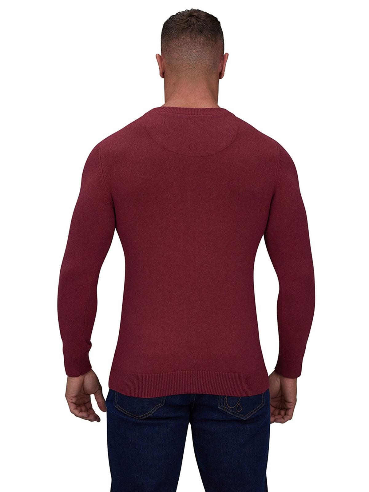 Classic Crew Neck Cotton/Cashmere Knit - Berry Raging Bull Clothing